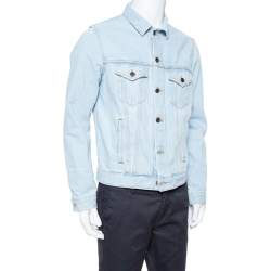 Off-White Light Blue Denim Toned Effect Layered Jacket L
