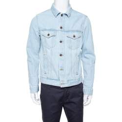 Off-White Light Blue Denim Toned Effect Layered Jacket L