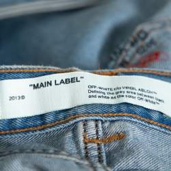 مملوكة مسبقًا Off White Blue Denim Logo Printed Drawstring Detail Cargo Jeans M