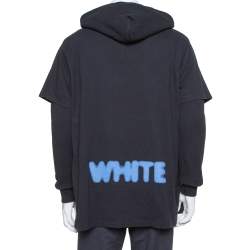 Pre Owned Off-White Black Blurred Off Print Cotton T-Shirt Detail Hoodie S