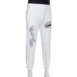 Pre Owned OFF-White  White Logo Printed Cotton Joggers S