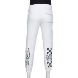 Pre Owned OFF-White  White Logo Printed Cotton Joggers S
