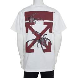 Pre Owned Off-White White Cotton Arachno Arrow Printed Crewneck Oversized T-Shirt XS