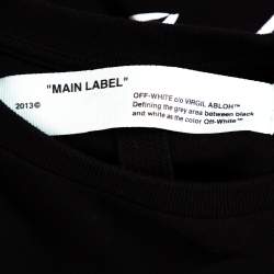 Pre Owned Off-White Black Printed Cotton Long Sleeve Crewneck T-Shirt S