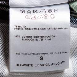 Pre Owned Off-White Monochrome Plaided Cotton Painted Detail Oversized Shirt S