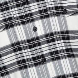 Pre Owned Off-White Monochrome Plaided Cotton Painted Detail Oversized Shirt S