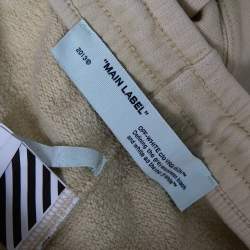 Pre Owned Off White Cream Cotton Universal Key Embroidered Bermuda Shorts S