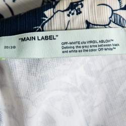 Off White Navy Blue & White Textured Cotton Button Front Holiday Shirt M