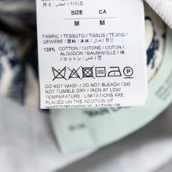 Off White Navy Blue & White Textured Cotton Button Front Holiday Shirt M