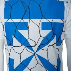 Pre Owned Off White Cotton Fence Oversized Crew Neck T-Shirt M