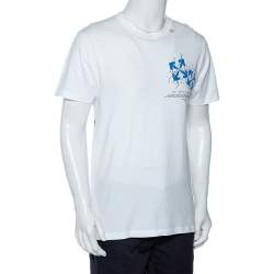 Pre Owned Off White Cotton Fence Oversized Crew Neck T-Shirt M