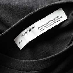 Pre Owned Off-White Black Logo Printed Cotton Crewneck T-Shirt M