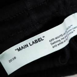 Pre Owned Off-White Black Logo Printed Cotton Knit Bermuda Shorts L