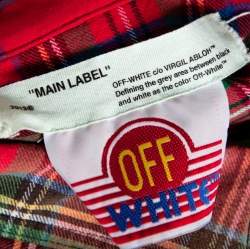 Pre Owned Off White Red Checked Cotton Spray Paint Detail Shirt S