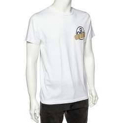 Pre Owned تي شيرت أوف وايت رقبة مستديرة مطبوع أسهم شعار تريكو قطن أبيض مقاس صغير