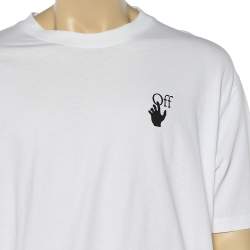 Pre Owned تي شيرت أوف وايت قطن أبيض مطبوع شعار الماركة كبير الحجم مقاس وسط (ميديوم)