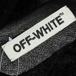 مملوكة مسبقًا Off-White Black Leather Double Collar Shearling Biker Jacket M