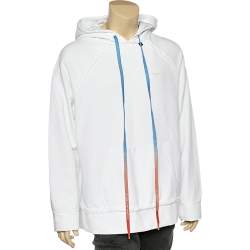 Pre Owned Off-White White Logo Print Cotton Long Sleeve Oversized Hoodie S