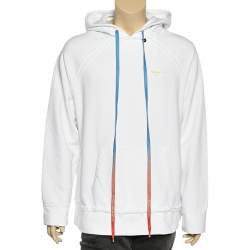 Pre Owned Off-White White Logo Print Cotton Long Sleeve Oversized Hoodie S