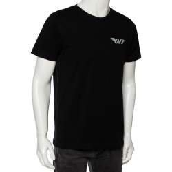 مملوكة مسبقًا Off-White Black Logo Printed Cotton Short Sleeve T-Shirt S