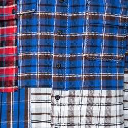 Off-White Blue Reconstructed Checked Cotton Oversized Shirt M