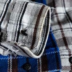 Off-White Blue Reconstructed Checked Cotton Oversized Shirt M