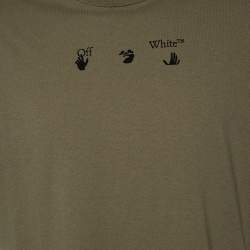 Pre Owned Off-White Green Negative Arrow Print Cotton Short Sleeve T-Shirt L