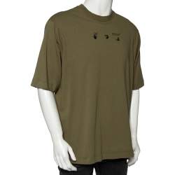 Pre Owned Off-White Green Negative Arrow Print Cotton Short Sleeve T-Shirt L