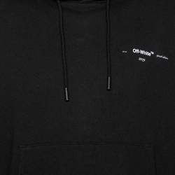 Pre Owned Off-White Black Cotton Diag Logo Printed Hoodie L