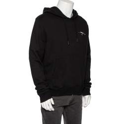 Pre Owned Off-White Black Cotton Diag Logo Printed Hoodie L