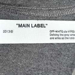 Pre Owned Off-White Grey Cotton Knit Logo Print T-Shirt XL