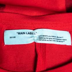 Pre Owned Off-White Red Logo Printed Cotton Oversized T-Shirt M 