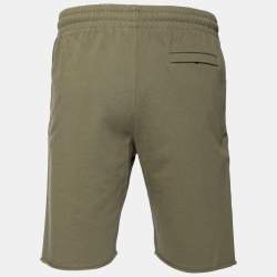 Pre Owned Off-White Khaki Cotton Logo Appliqued Shorts M 