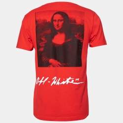 Off-White Red Mona Lisa Printed Cotton Short Sleeve T-Shirt M