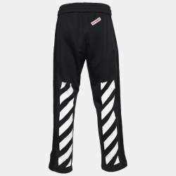 Pre Owned Off-White Black Synthetic Contrast Zipper Detail Track Pants L