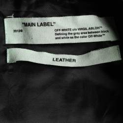 Pre Owned Off-White Black Leather Biker Jacket L