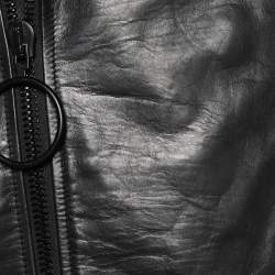 Pre Owned Off-White Black Leather Biker Jacket L