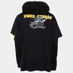 Pre Owned Off-White Black Cotton Free Wizard Layered Long Sleeve Hoodie M