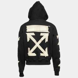 Pre Owned Off-White Black Cotton Logo Arrows Printed Hoodie S