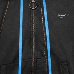 Pre Owned Off-White Grey Cotton Abstract Arrows Embroidered Hooded Jacket S