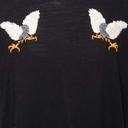 Pre Owned Off-White Black Cotton Eagle Embroidered Short Sleeve T-Shirt L