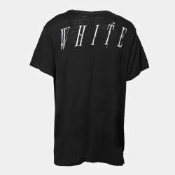Pre Owned Off-White Black Cotton Eagle Embroidered Short Sleeve T-Shirt L