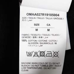 Pre Owned تي شيرت أوف وايت قطن أسود مطبوع برقبة مستديرة مقاس متوسط - ميديوم