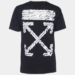 Pre Owned Off-White Black Cotton Jersey Airport Signage Print T-Shirt M