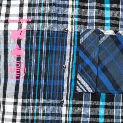 Pre Owned Off-White Blue Printed Checked Flannel Shirt M