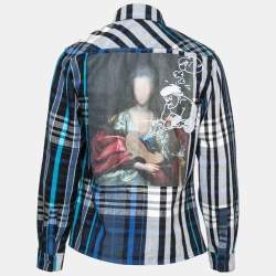 Pre Owned Off-White Blue Printed Checked Flannel Shirt M