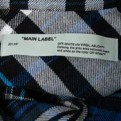 Pre Owned Off-White Blue Printed Checked Flannel Shirt M