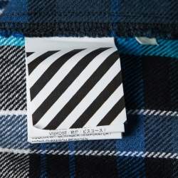 Pre Owned Off-White Blue Printed Checked Flannel Shirt M