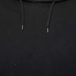 Pre Owned Off-White Black Cotton Blurred Logo Printed Long Sleeve Hoodie M