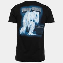 Pre Owned Off-White Black Impressionism Print Cotton Crewneck T-Shirt S  